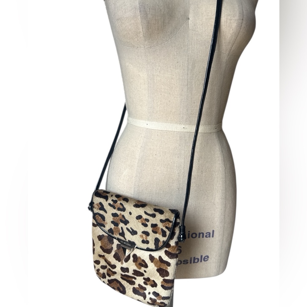 Vintage By Sharif leopard print Calf Hair Crossbody metal accents, funky retro